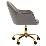 Metro Grey Velvet And Gold Base Home Office Chair