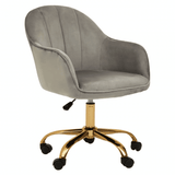 Metro Grey Velvet And Gold Home Office Chair