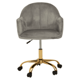 Metro Grey Velvet And Gold Home Office Chair