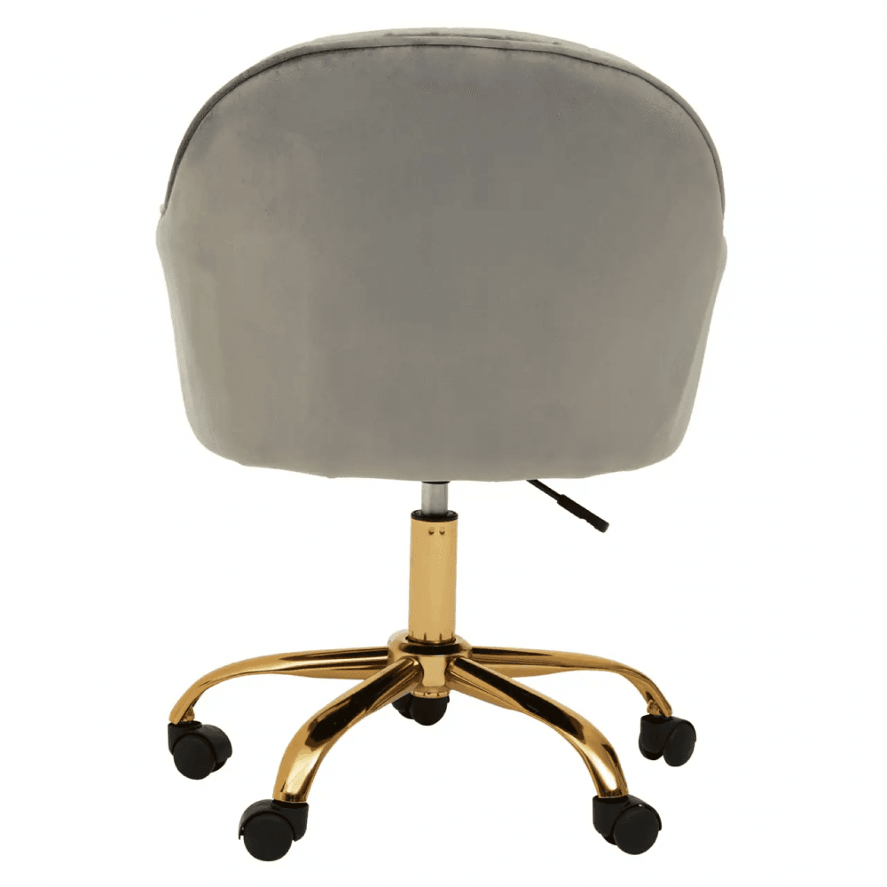 Metro Grey Velvet And Gold Home Office Chair