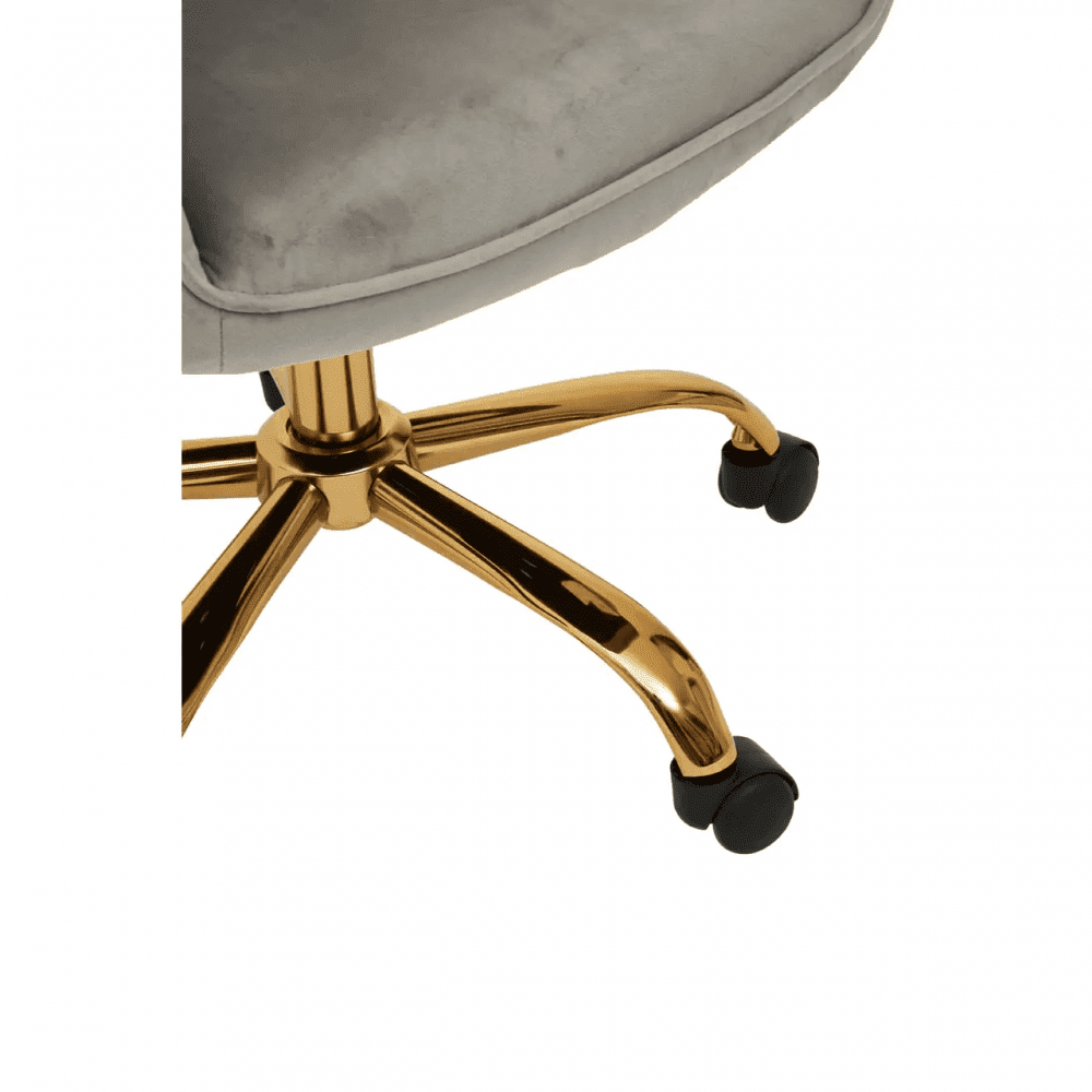Metro Grey Velvet And Gold Home Office Chair
