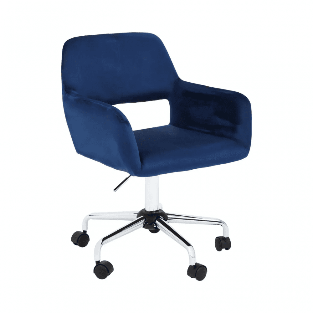 Metro Navy Velvet And Chrome Base Home Office Chair