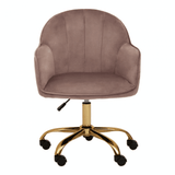 Metro Pink Velvet And Gold Home Office Chair