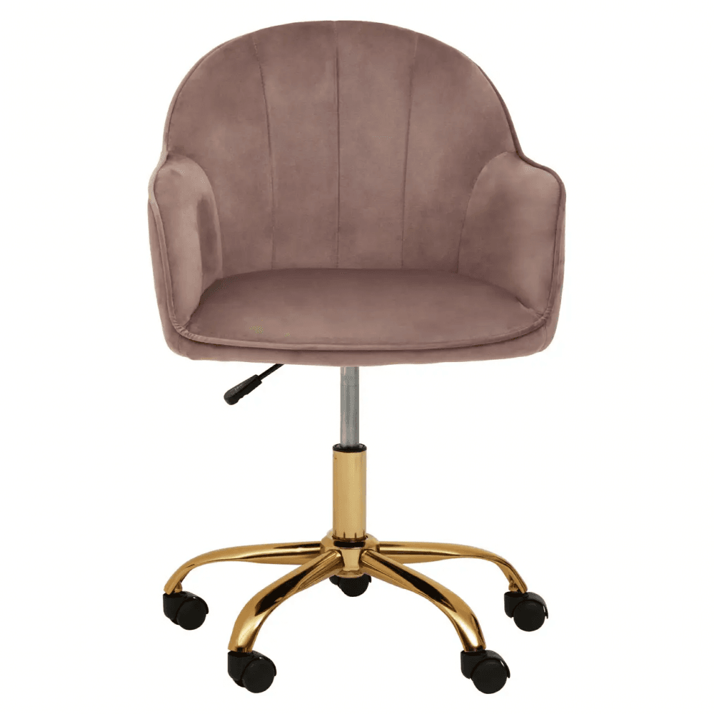 Metro Pink Velvet And Gold Home Office Chair