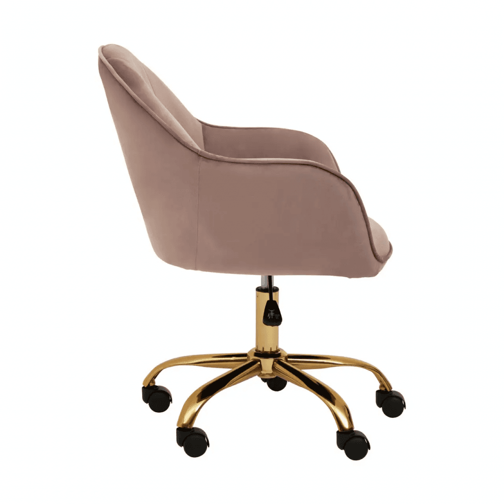 Metro Pink Velvet And Gold Home Office Chair