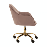 Metro Pink Velvet And Gold Home Office Chair