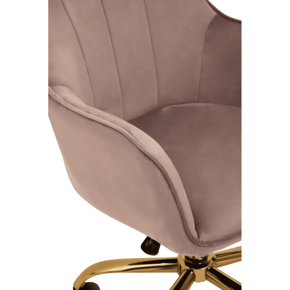 Metro Pink Velvet And Gold Home Office Chair