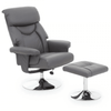 Danbury Grey Leather Reclining Chair And Footstool