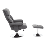 Danbury Grey Leather Reclining Chair And Footstool