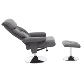 Danbury Grey Leather Reclining Chair And Footstool