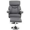 Danbury Grey Leather Reclining Chair And Footstool
