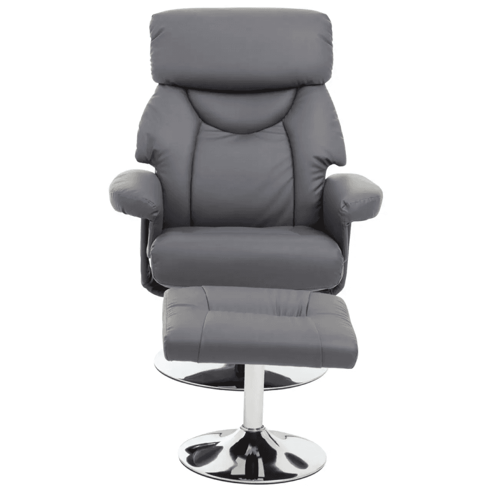 Danbury Grey Leather Reclining Chair And Footstool