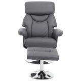 Danbury Grey Leather Reclining Chair And Footstool