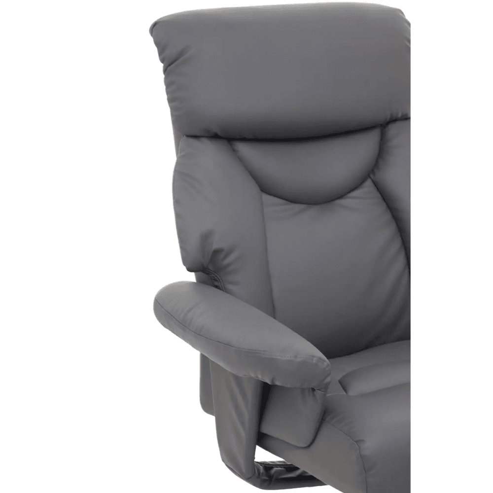 Danbury Grey Leather Reclining Chair And Footstool