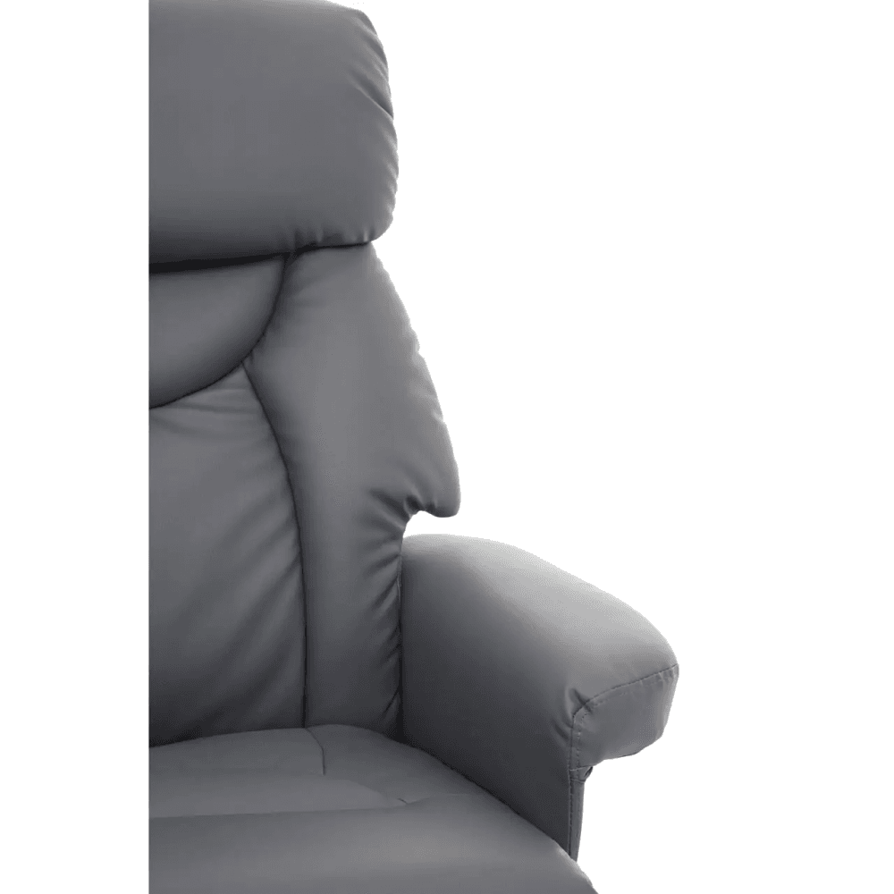 Danbury Grey Leather Reclining Chair And Footstool