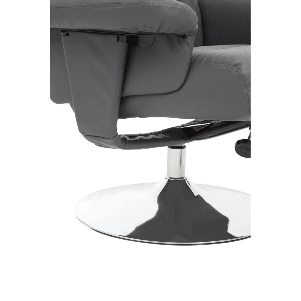 Danbury Grey Leather Reclining Chair And Footstool