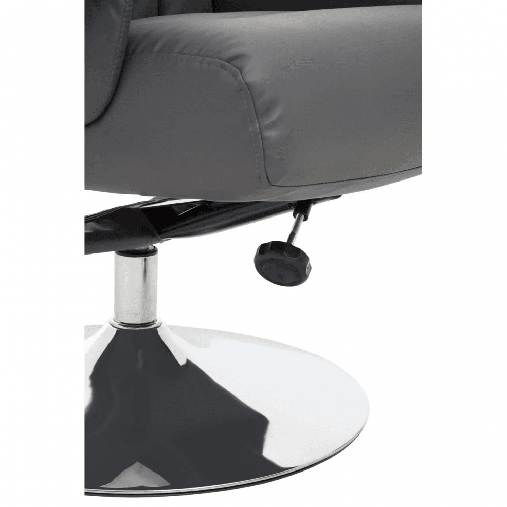 Danbury Grey Leather Reclining Chair And Footstool