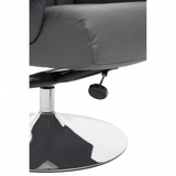 Danbury Grey Leather Reclining Chair And Footstool