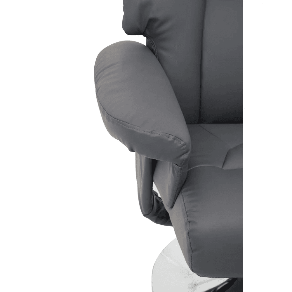 Danbury Grey Leather Reclining Chair And Footstool