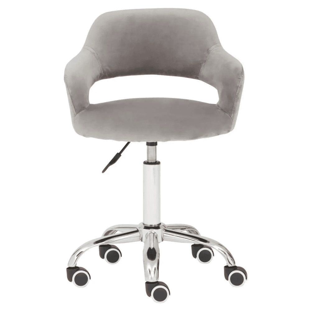 Lydia Grey Velvet Home Office Chair with Curved Back