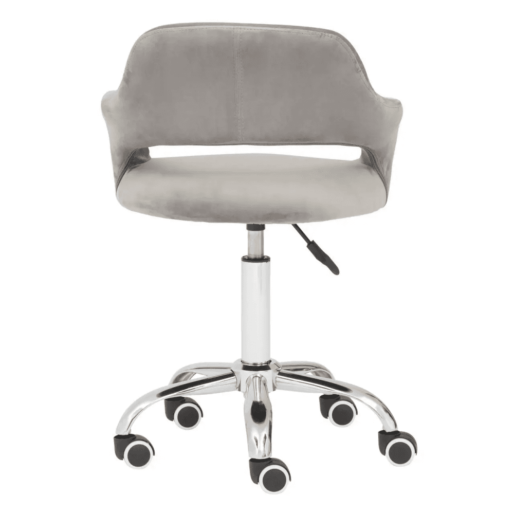 Lydia Grey Velvet Home Office Chair with Curved Back