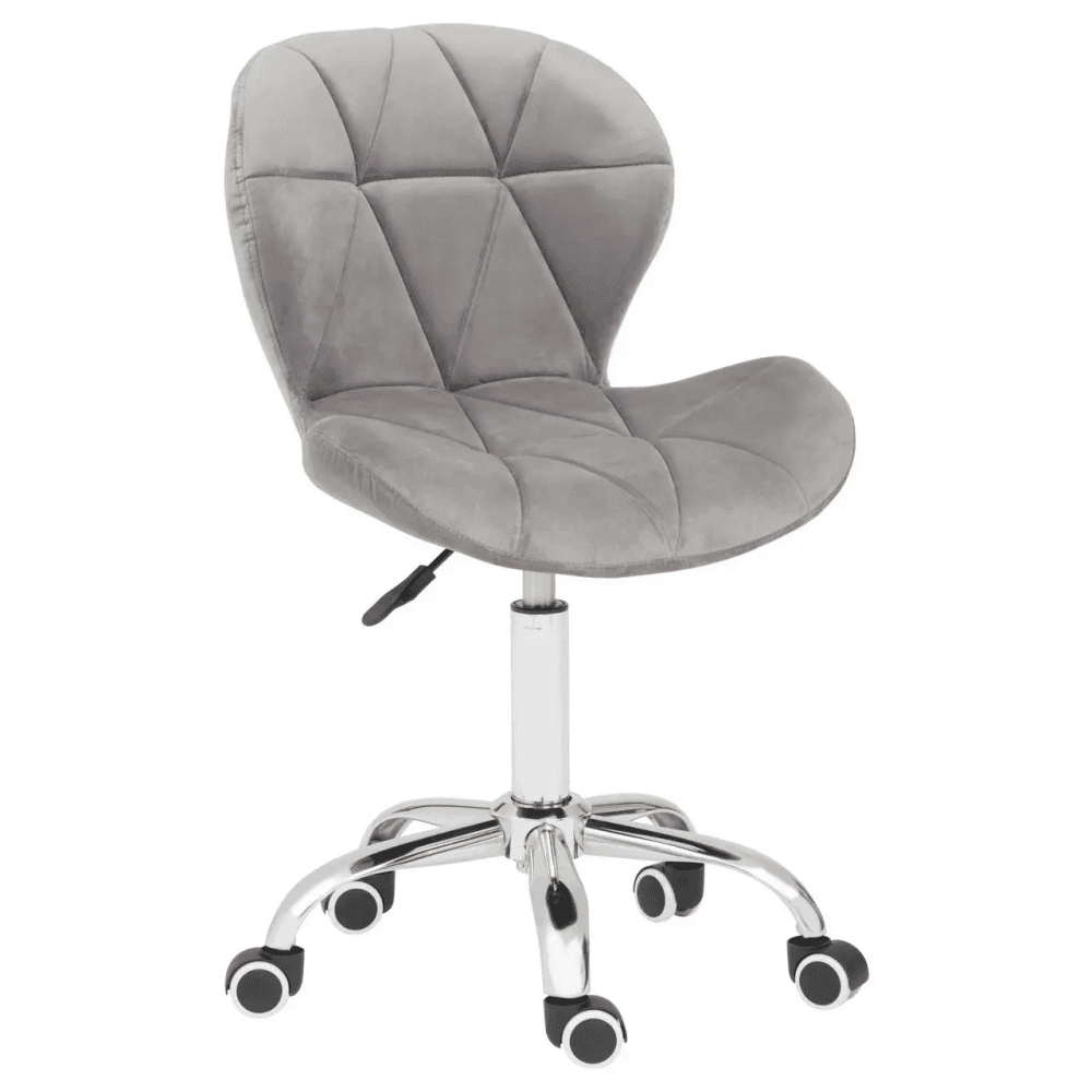 Livia Grey Velvet Quilted Home Office Chair