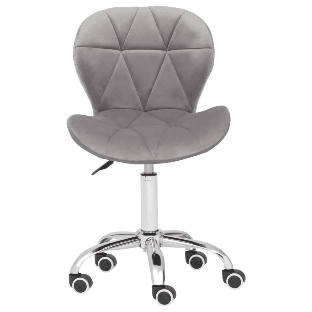 Livia Grey Velvet Quilted Home Office Chair