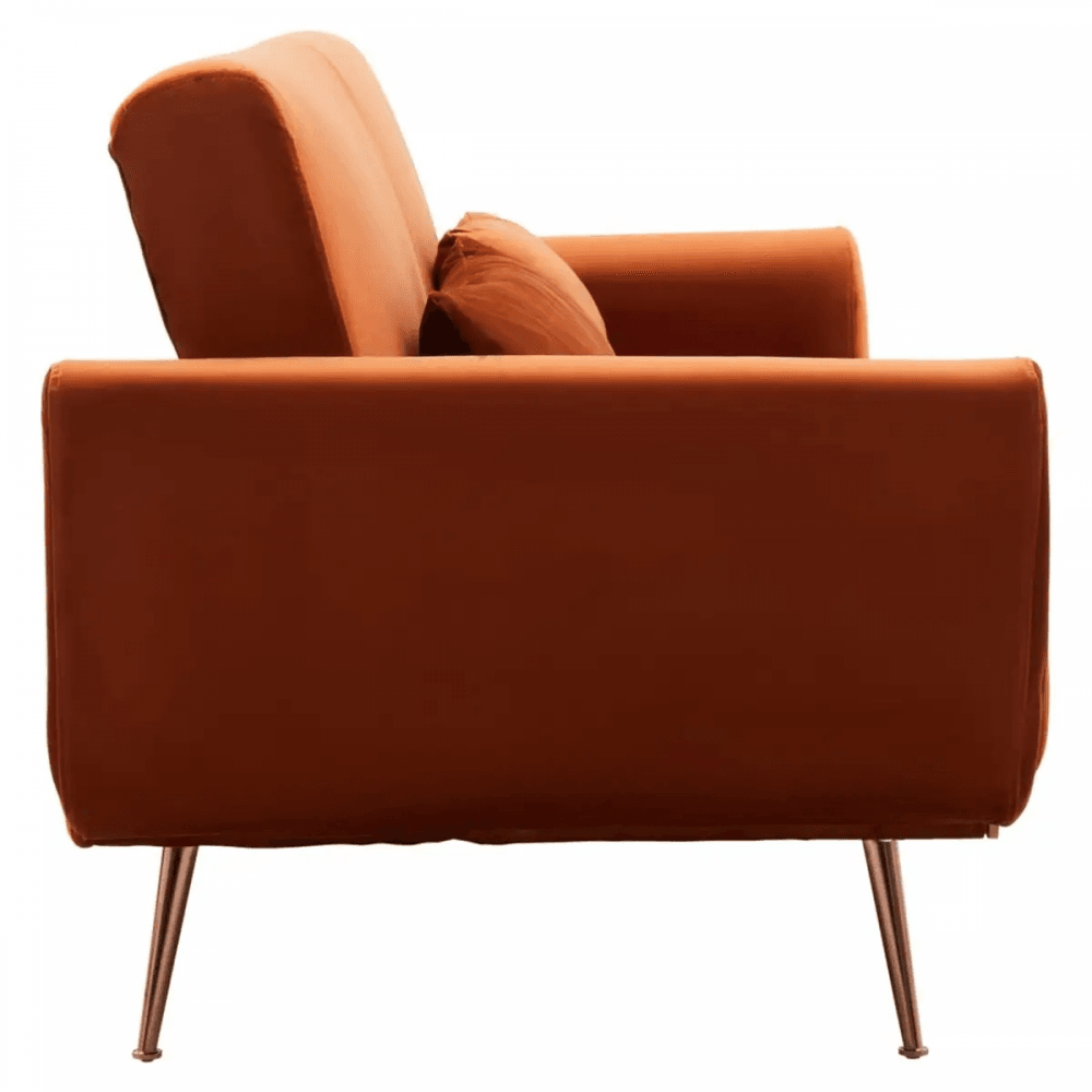 Sydney Burnt Orange Velvet Sofa Bed