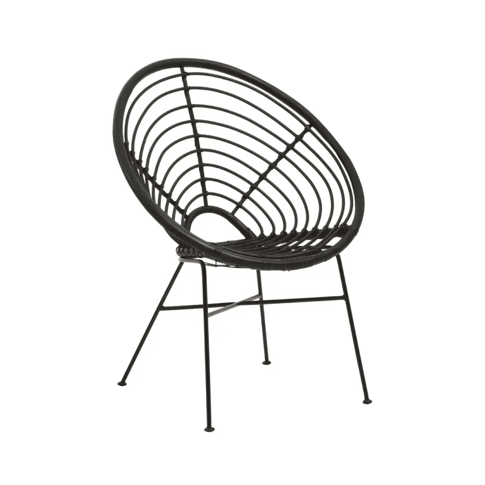 Montrose Black Natural Rattan Round Chair