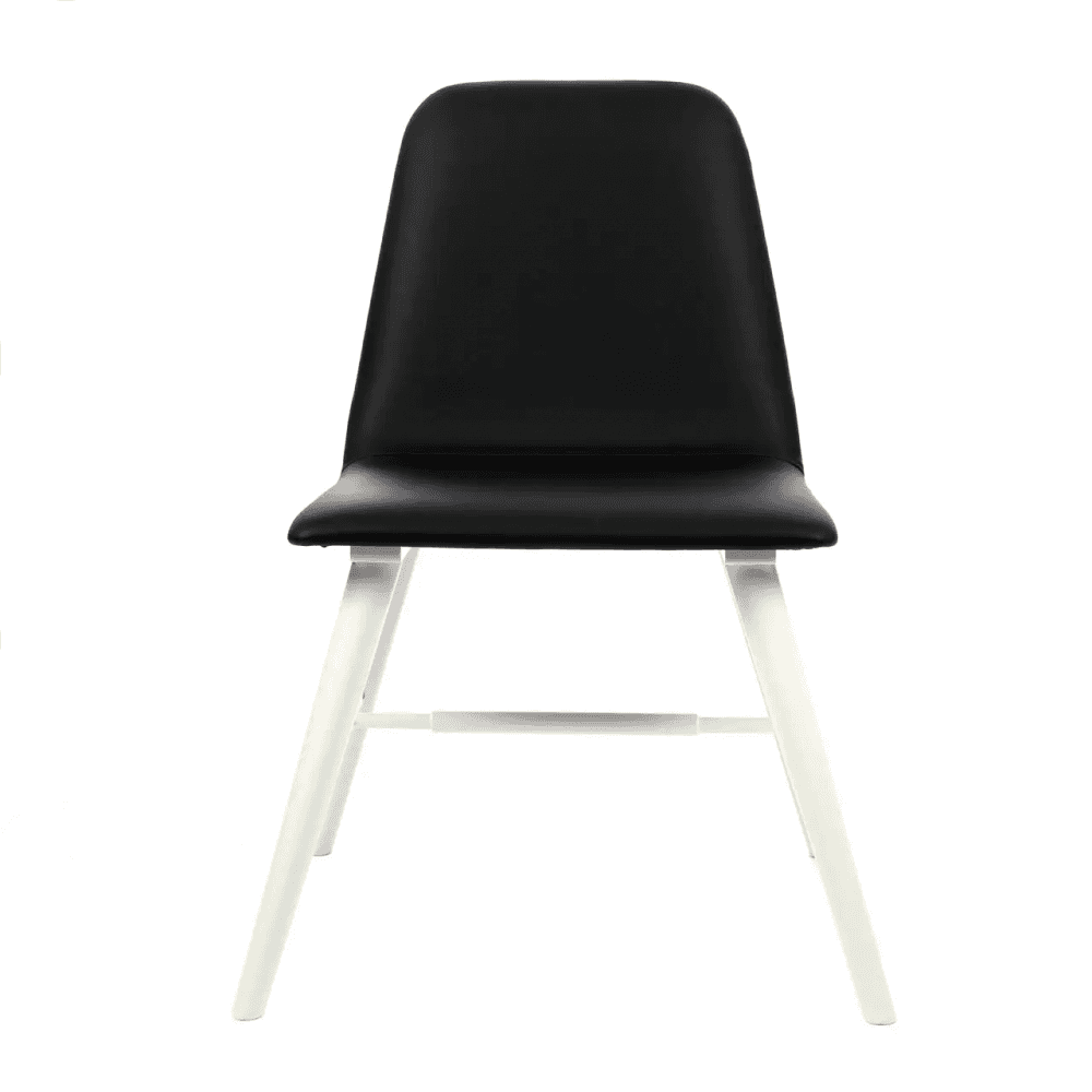 Cassian Black Leather Effect Dining Chair With White Legs