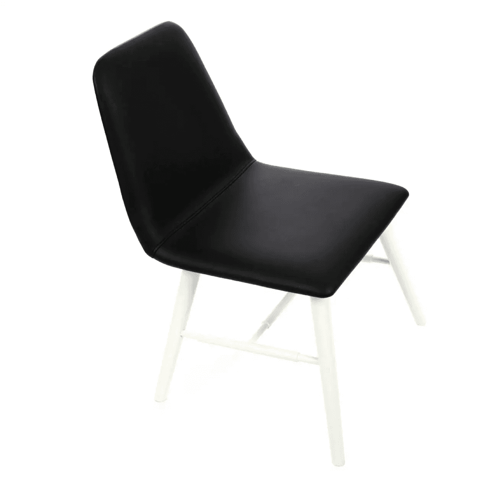 Cassian Black Leather Effect Dining Chair With White Legs