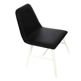 Cassian Black Leather Effect Dining Chair With White Legs