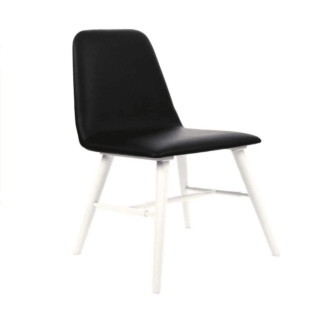 Cassian Black Leather Effect Dining Chair With White Legs