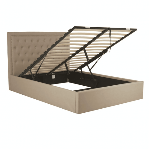 Ava Beige Double Ottoman Bed