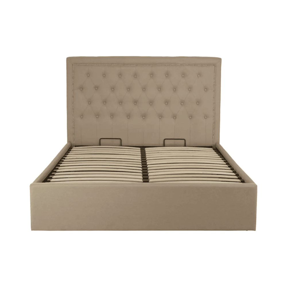 Ava Beige Double Ottoman Bed