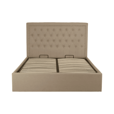 Ava Beige Double Ottoman Bed