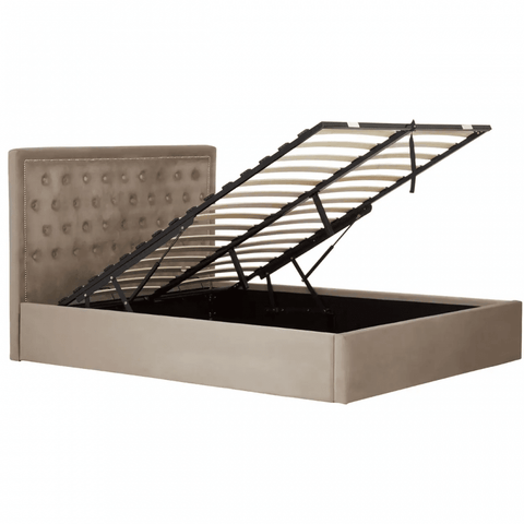 Ava Mink Velvet Kingsize Ottoman Bed