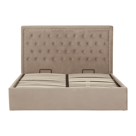 Ava Mink Velvet Kingsize Ottoman Bed