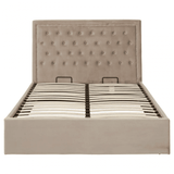 Ava Mink Velvet Double Ottoman Bed