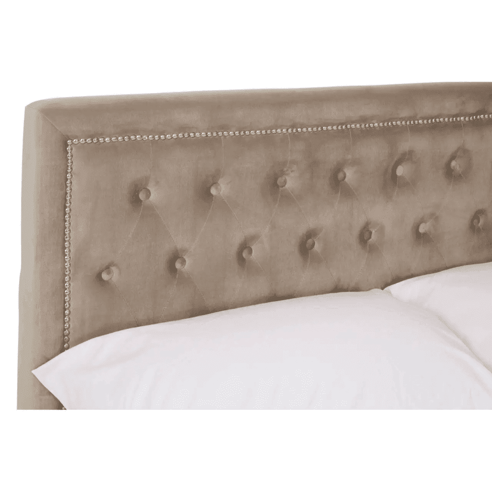 Ava Mink Velvet Double Ottoman Bed