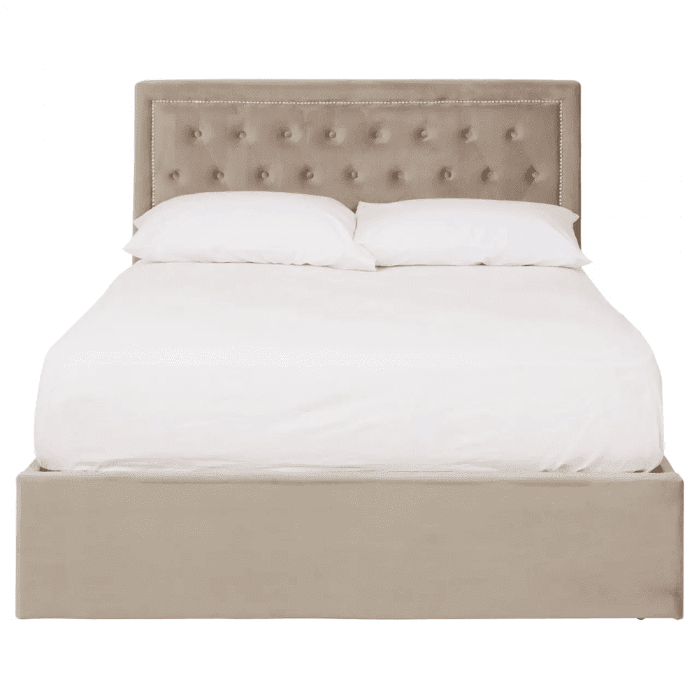 Ava Mink Velvet Double Ottoman Bed