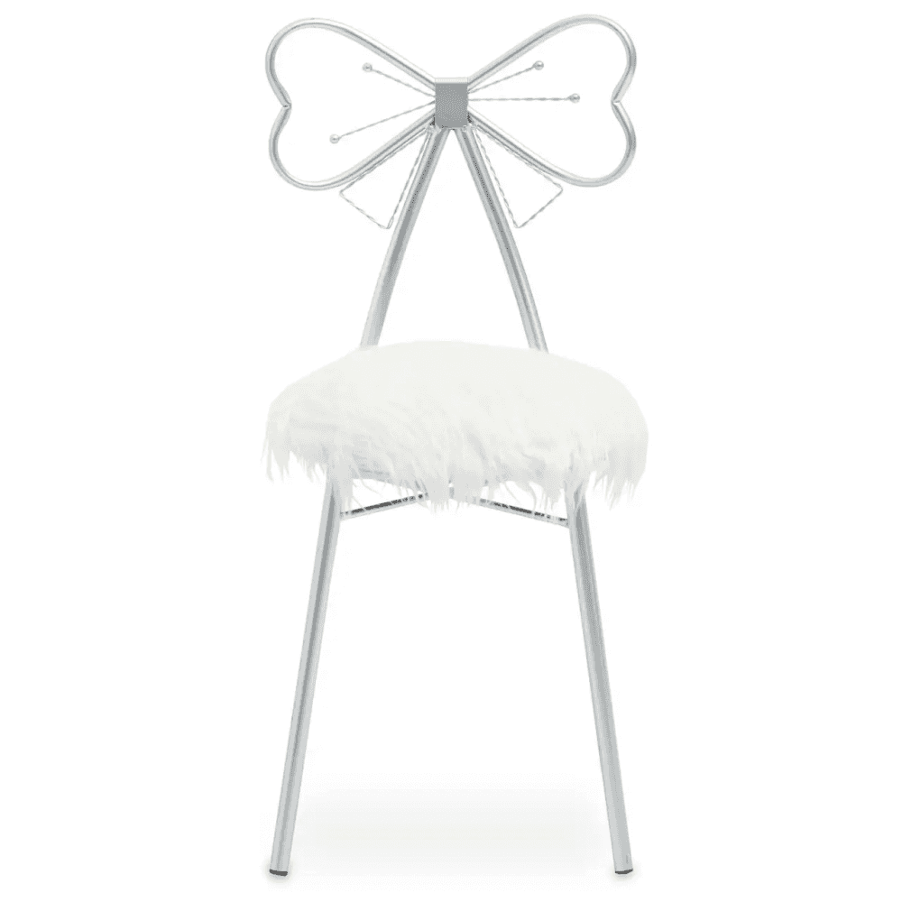 Giselle Silver Bow Faux Fur Chair