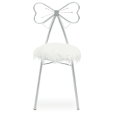 Giselle Silver Bow Faux Fur Chair