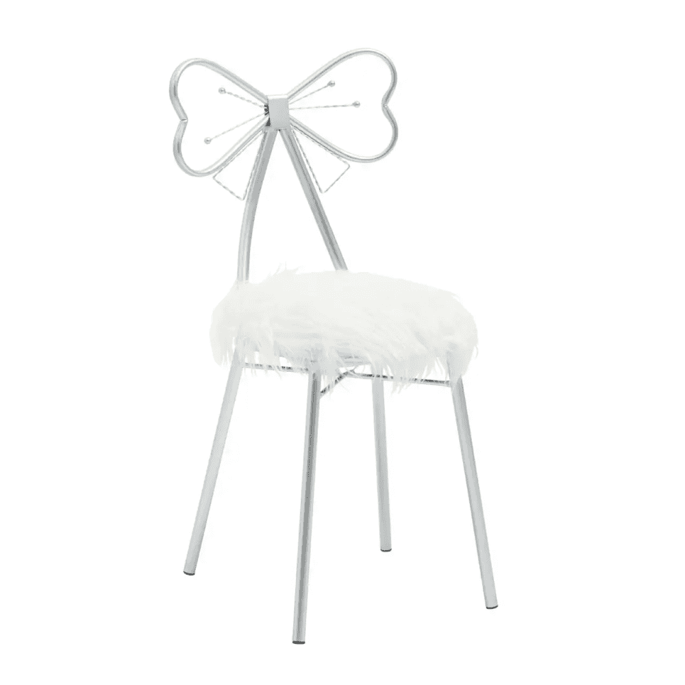 Giselle Silver Bow Faux Fur Chair
