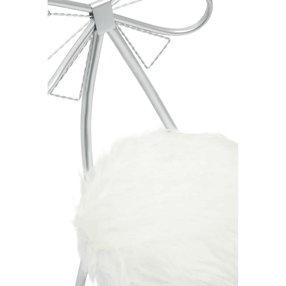 Giselle Silver Bow Faux Fur Chair