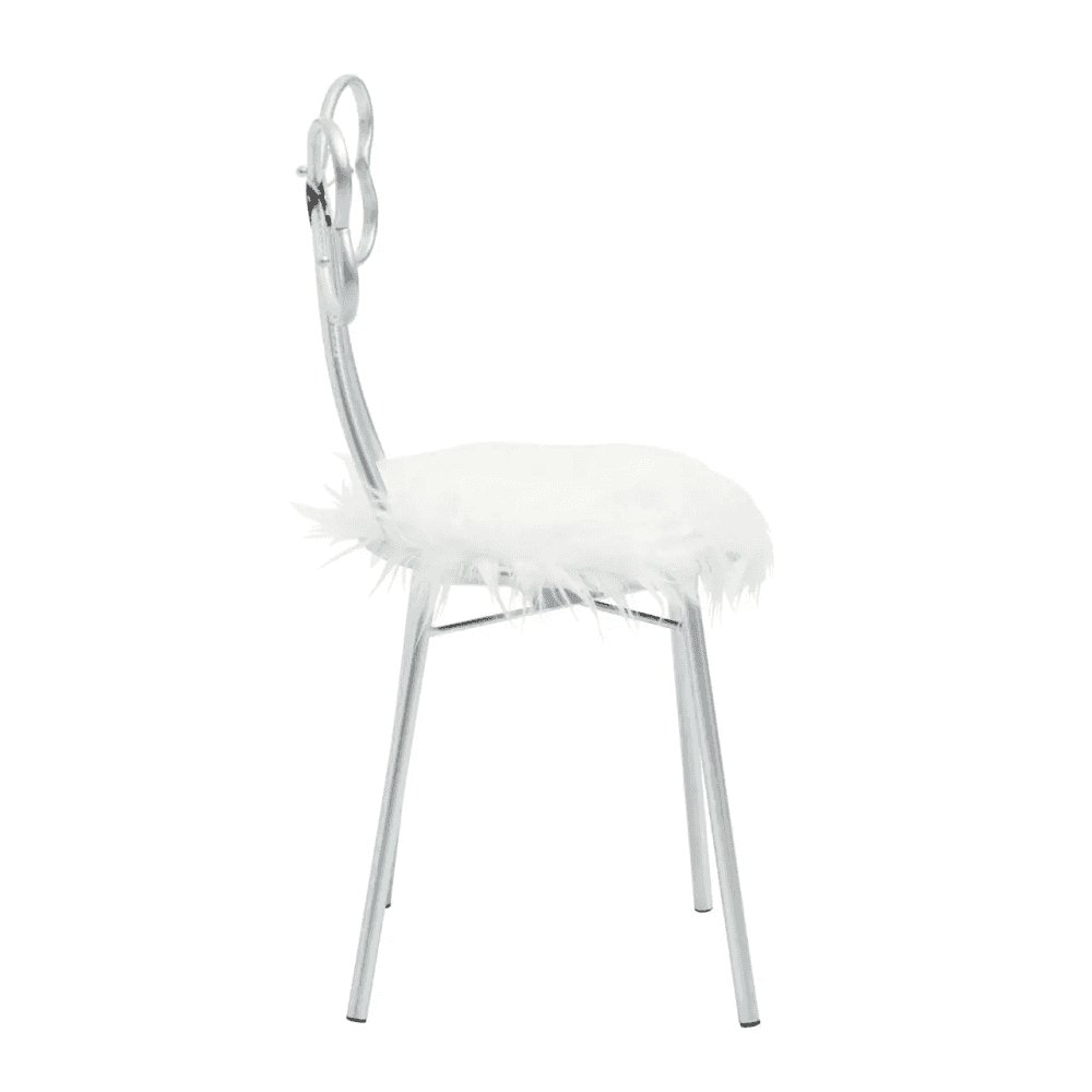 Giselle Silver Bow Faux Fur Chair