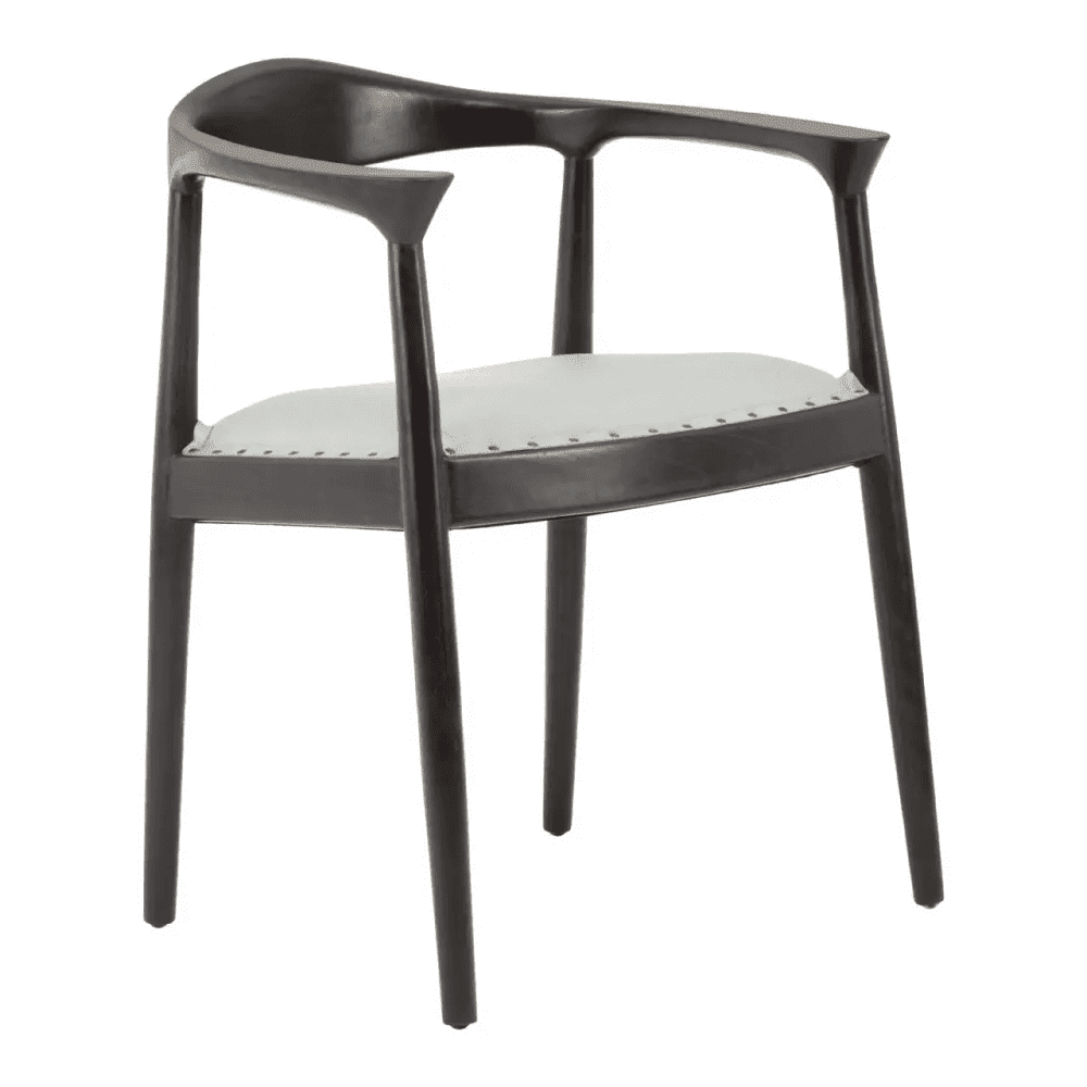 Alden Open Back Grey Leather Chair