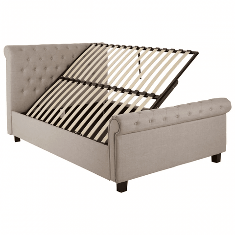 Astoria Light Grey Double Ottoman Bed