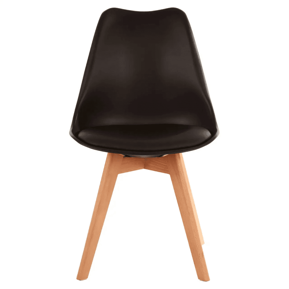 Nexus Black Chair With Cushion And Beech Wood Legs