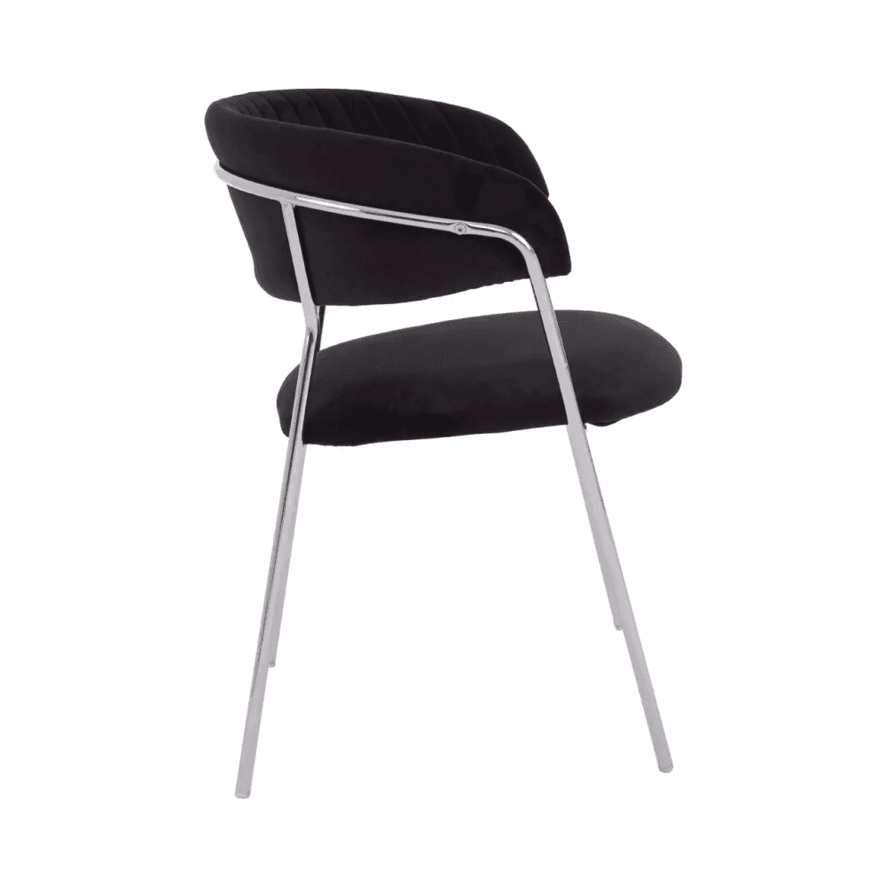 Onyx Black Channel Chrome Finish Dining Chair